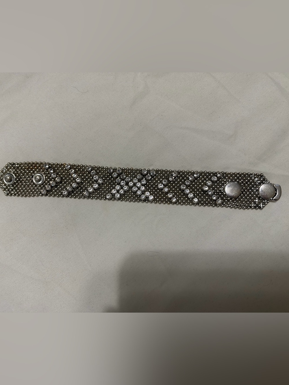 Premier Designs Silver Crystal Mesh Statement Bracelet